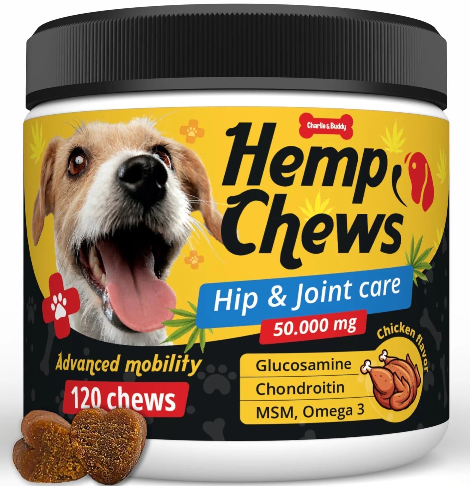 Hеmp Hiр and Jоint Supplement for Dogs 120 Hеmp Treats with Glucosamine