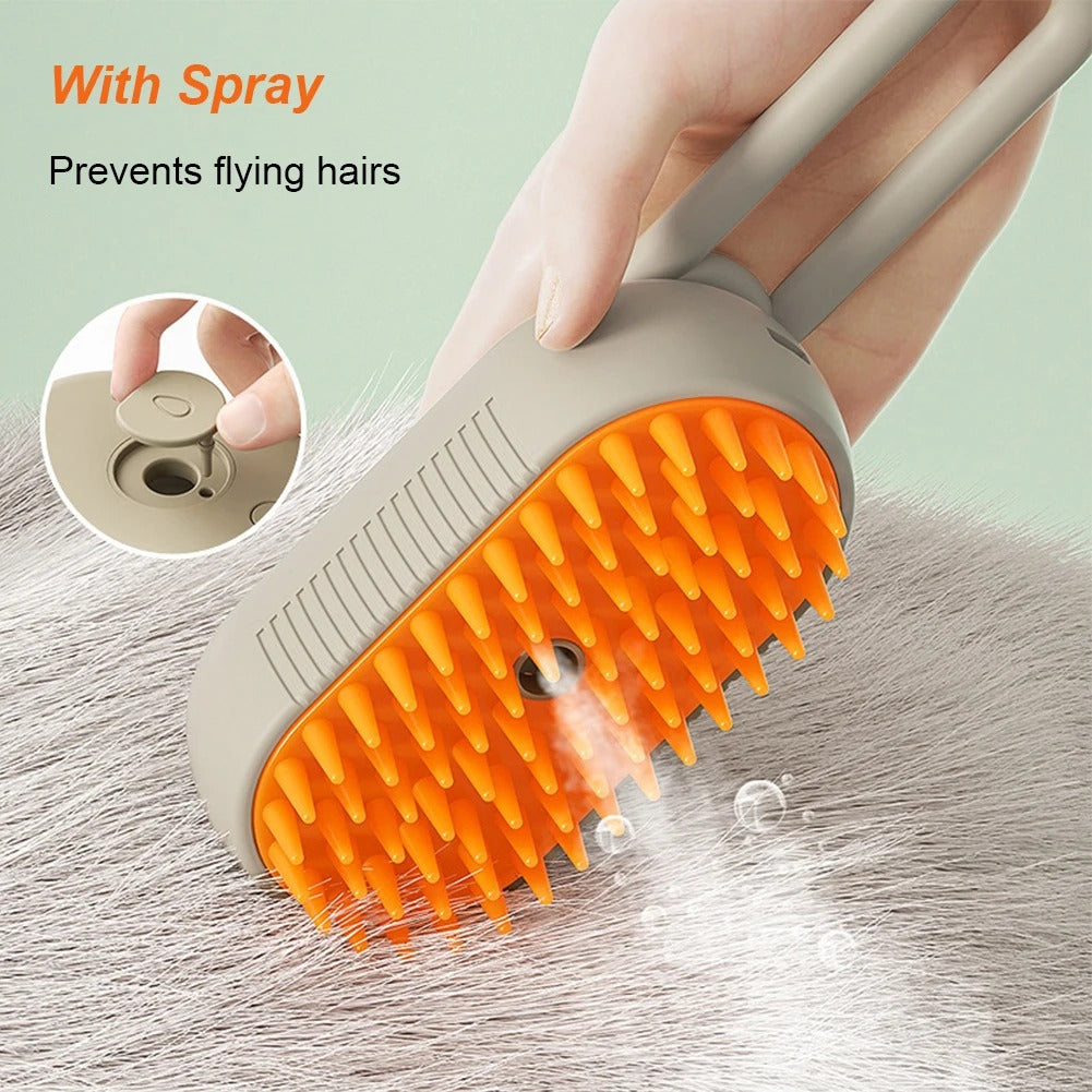 Electric Pet Steam Brush – 3-In-1 Pet Grooming Comb with Water Spray for Cats and Dogs, USB Rechargeable