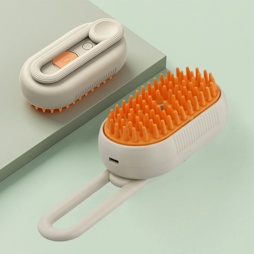 Electric Pet Steam Brush – 3-In-1 Pet Grooming Comb with Water Spray for Cats and Dogs, USB Rechargeable