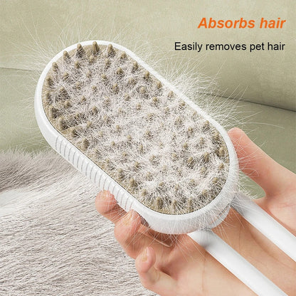 Electric Pet Steam Brush – 3-In-1 Pet Grooming Comb with Water Spray for Cats and Dogs, USB Rechargeable